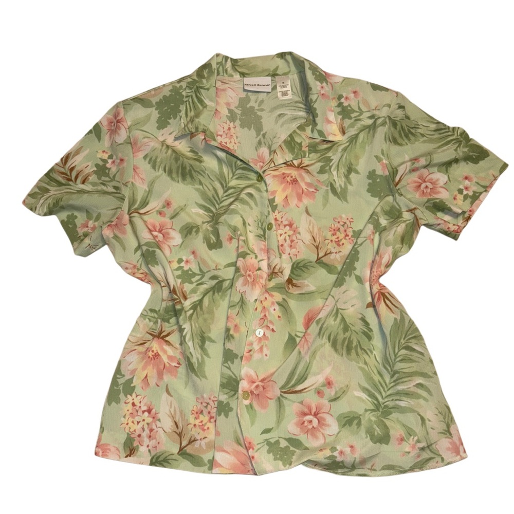 Vintage Inspired Alfred Dunner Floral Blouse - Size 18, Shoulder Pad Inserts